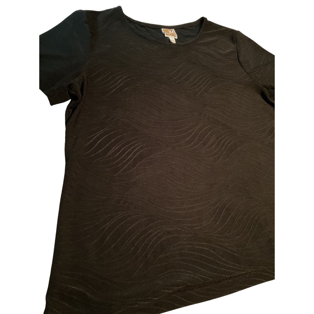 JM Collection Black Textured Wave Knit Top Size L